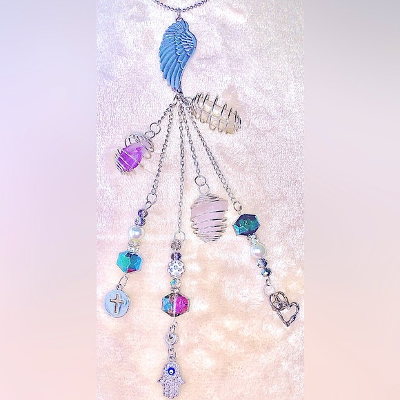 Healing Crystal Rear View Mirror Charm - Picture 1 of 2